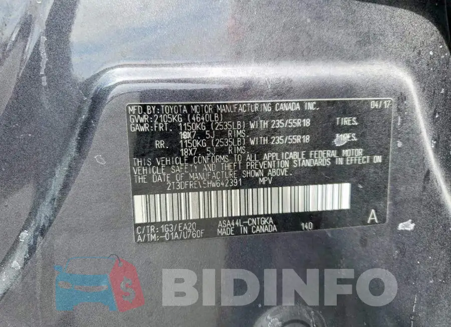 2T3DFREV5HW642391 Photo# 12