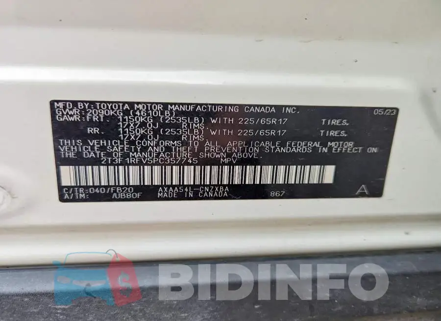 2T3F1RFV5PC357745 Photo# 12