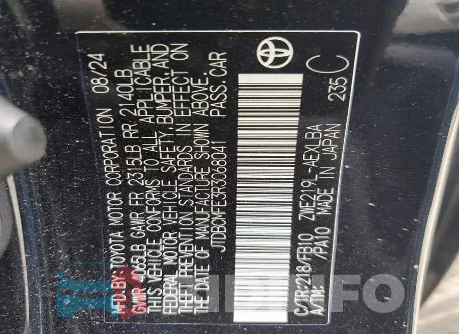 JTDBCMFE3R3068041 Photo# 12