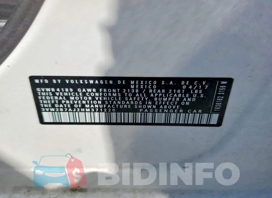 3VW2B7AJ2HM371220 Photo# 13