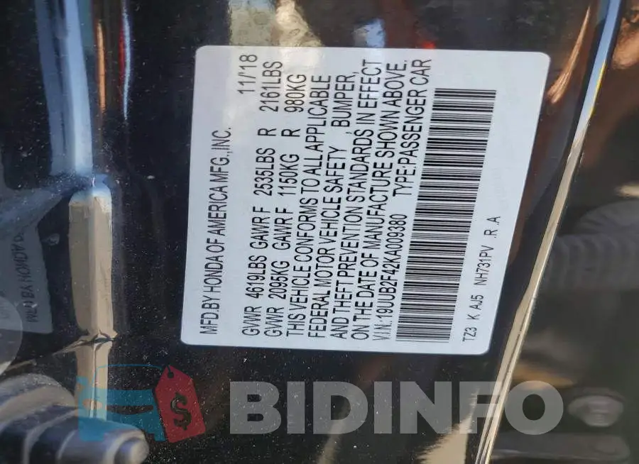 19UUB2F42KA009380 Photo# 12