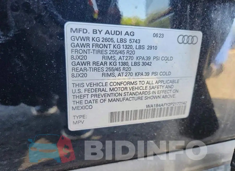 WA1B4AFY2P2177142 Photo# 13