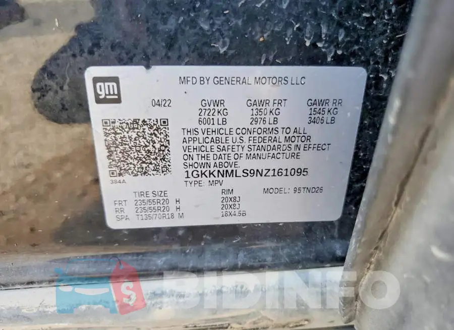 1GKKNMLS9NZ161095 Photo# 12