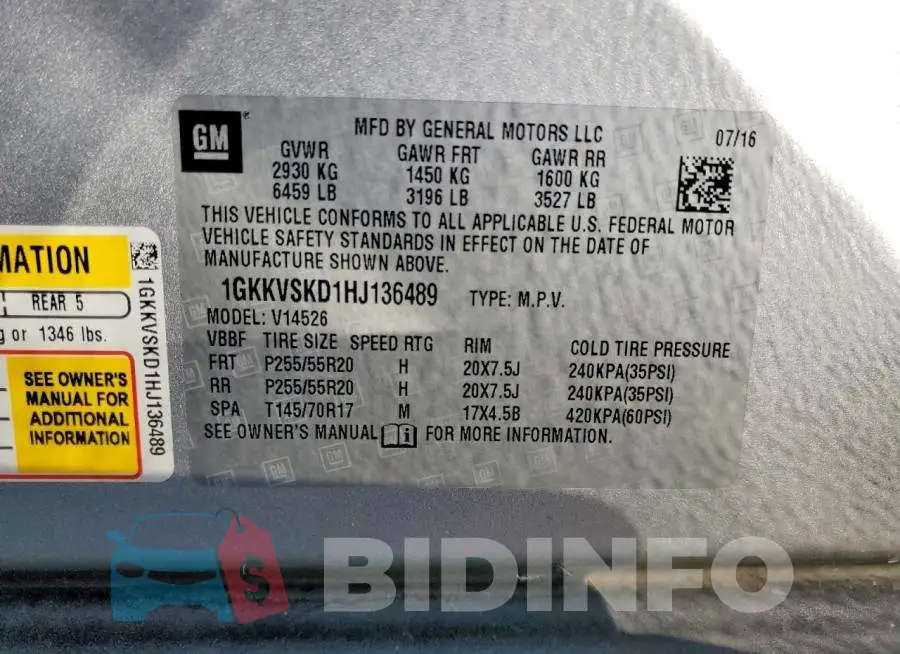 1GKKVSKD1HJ136489 Photo# 13