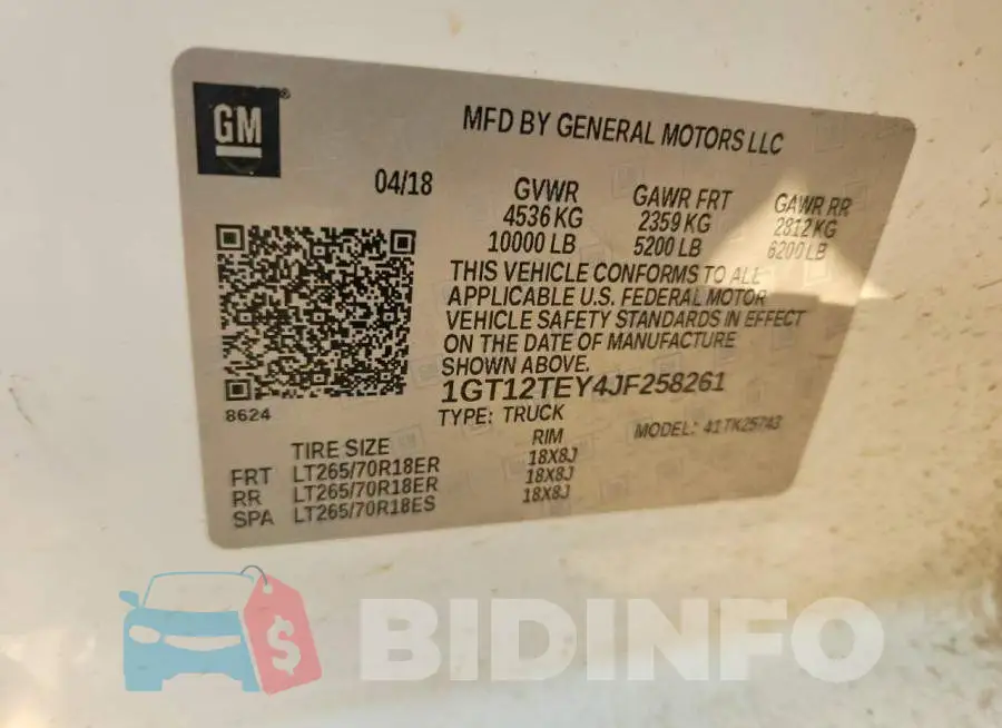 1GT12TEY4JF258261 Photo# 12