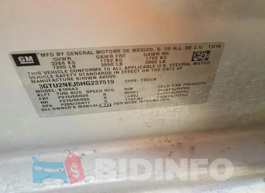 3GTU2NEJ5HG237519 Photo# 12