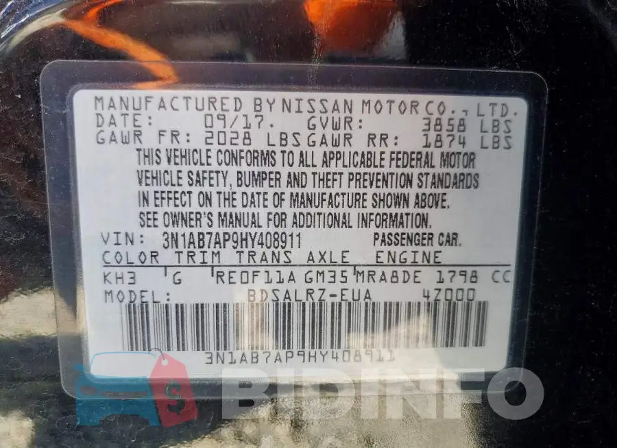 3N1AB7AP9HY408911 Photo# 12