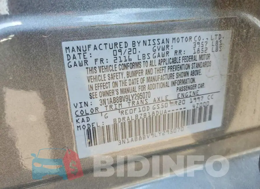 3N1AB8BV9LY295070 Photo# 12
