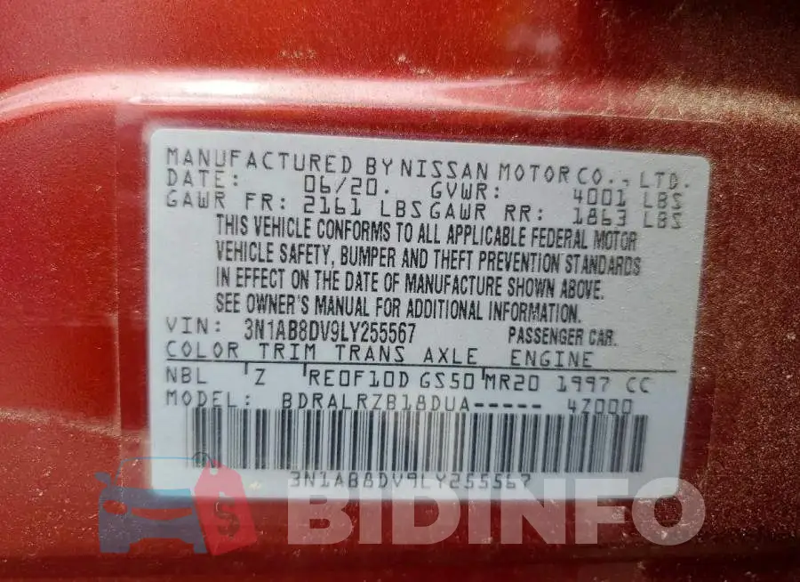 3N1AB8DV9LY255567 Photo# 13