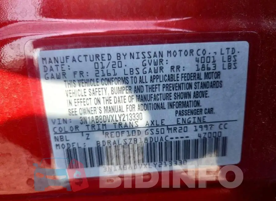 3N1AB8DVXLY213330 Photo# 12