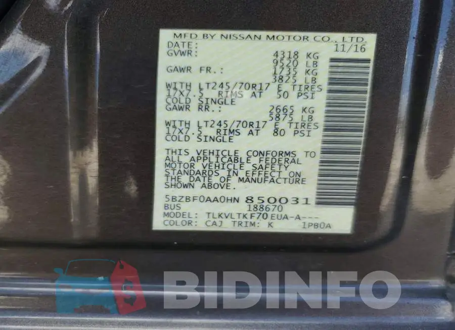5BZBF0AA0HN850031 Photo# 13