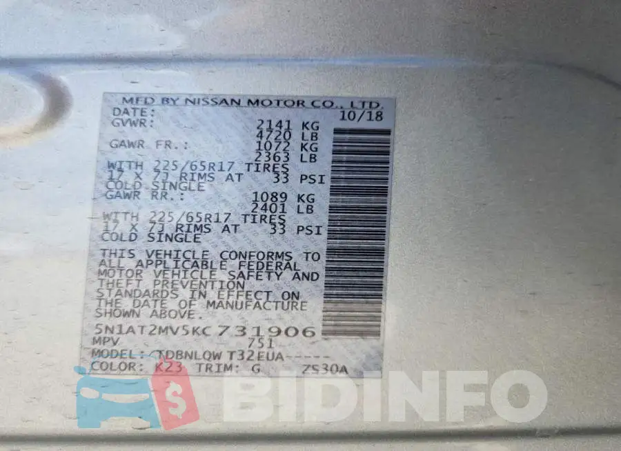 5N1AT2MV5KC731906 Photo# 12