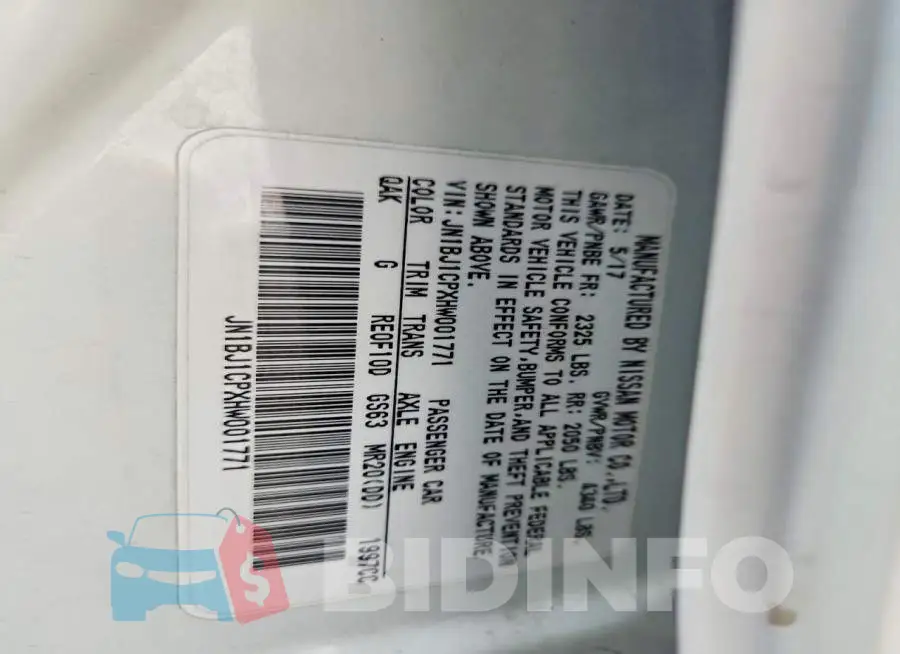 JN1BJ1CPXHW001771 Photo# 13