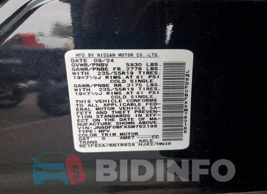 JN8DF0BFXSM762186 Photo# 12