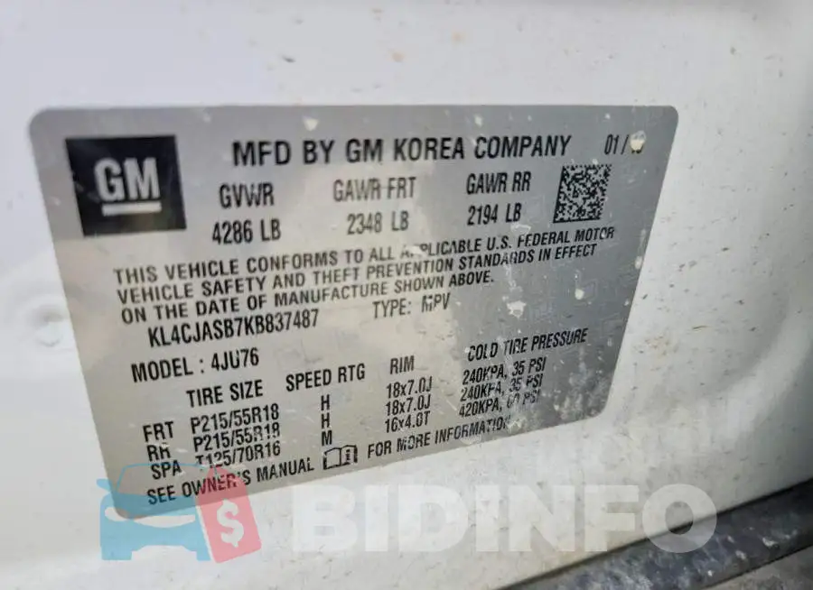 KL4CJASB7KB837487 Photo# 13