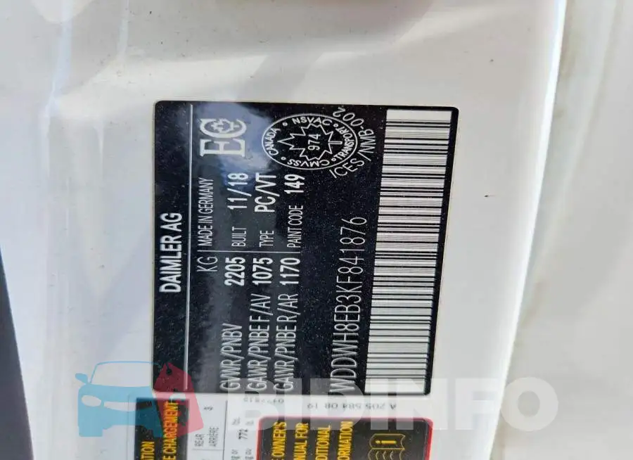 WDDWH8EB3KF841876 Photo# 13