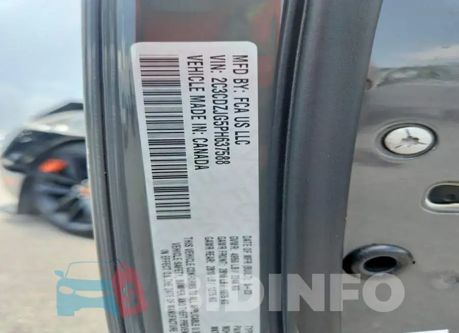 2C3CDZJG5PH637588 Photo# 12