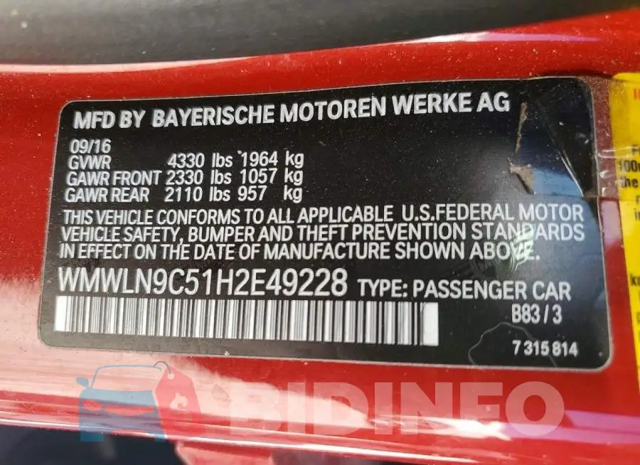 WMWLN9C51H2E49228 Photo# 13