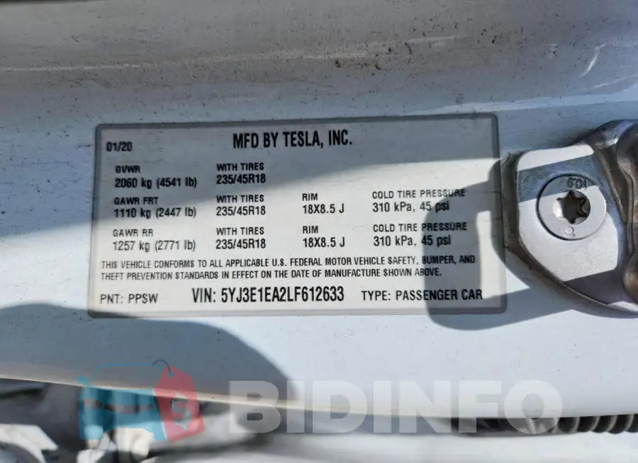 5YJ3E1EA2LF612633 Photo# 13