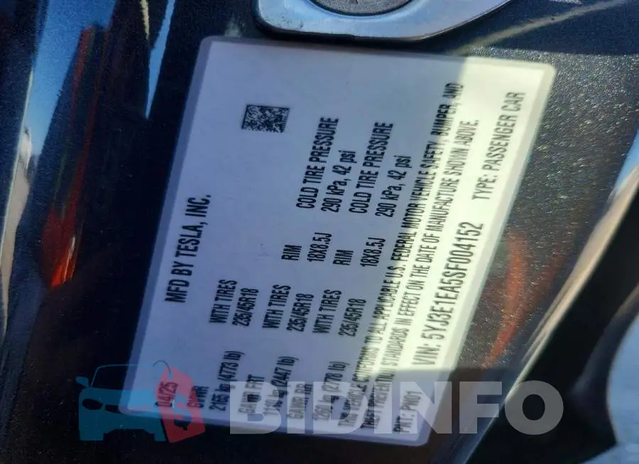 5YJ3E1EA5SF004152 Photo# 12