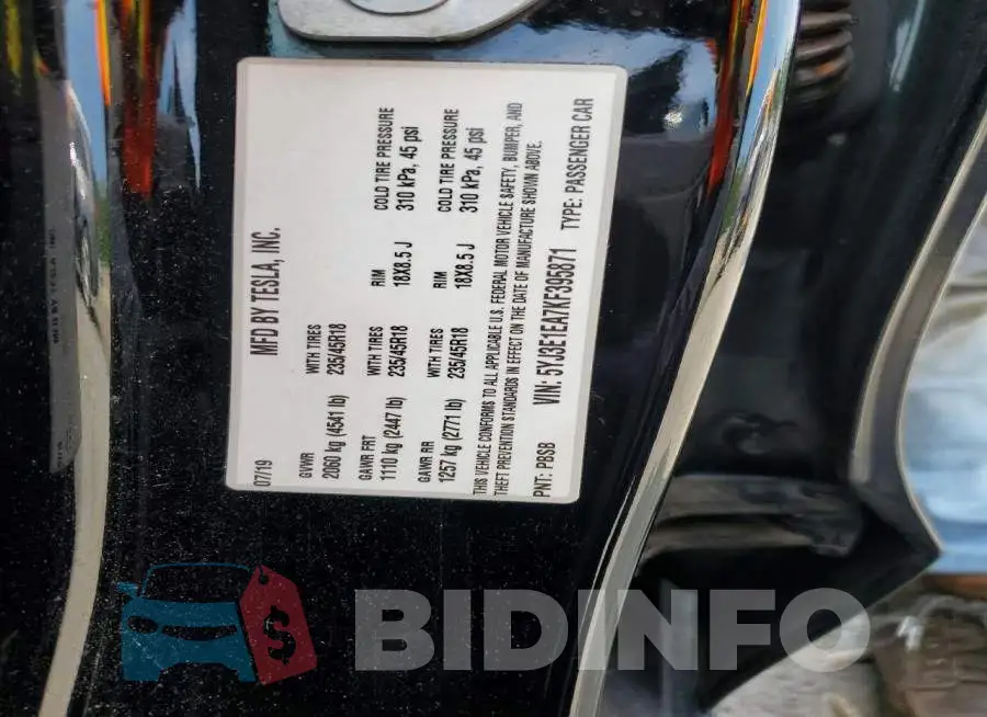 5YJ3E1EA7KF395871 Photo# 12