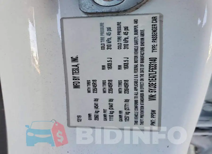 5YJ3E1EA7LF633140 Photo# 12