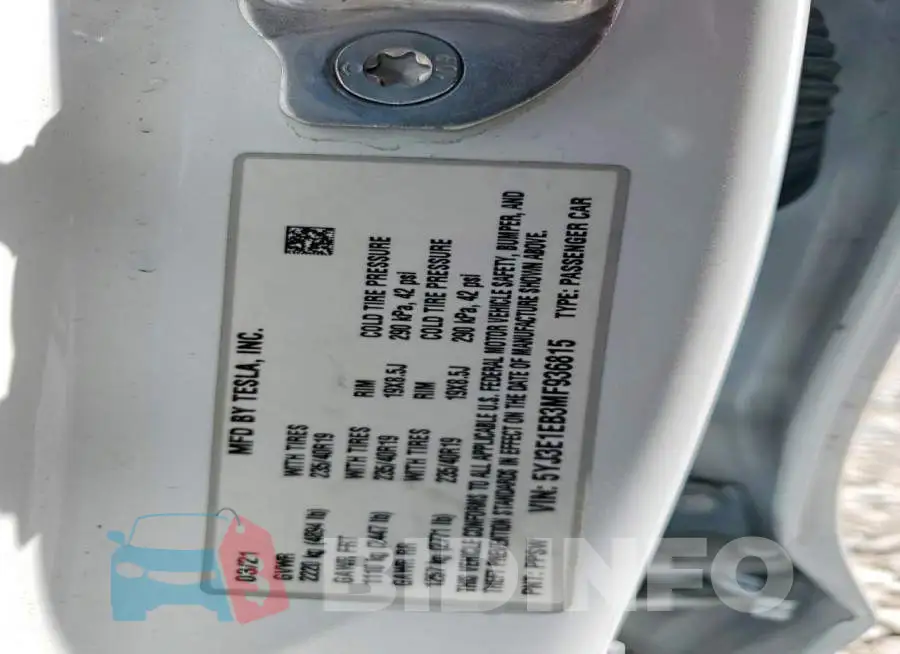 5YJ3E1EB3MF936815 Photo# 13