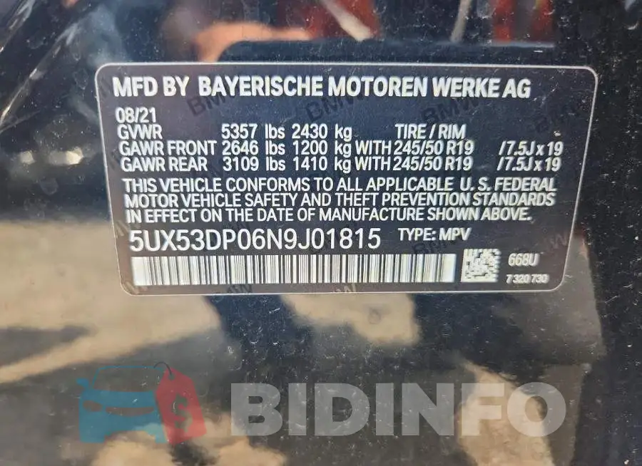 5UX53DP06N9J01815 Photo# 14
