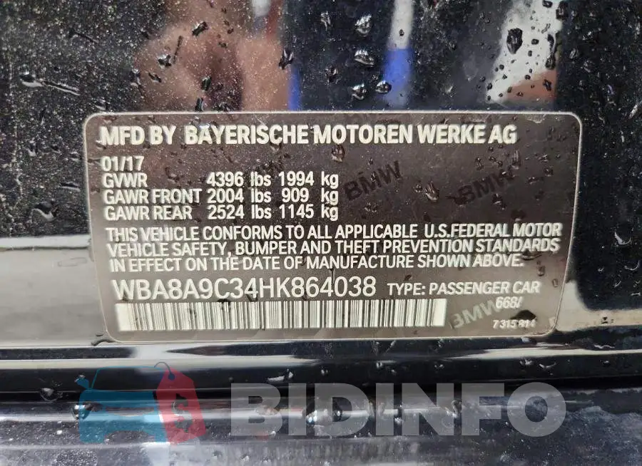 WBA8A9C34HK864038 Photo# 12