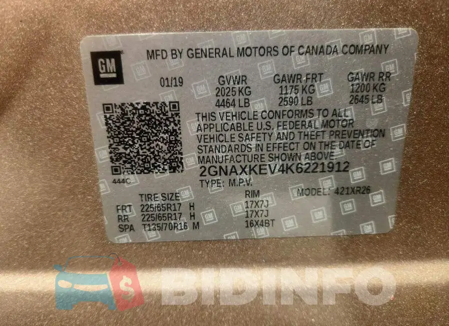 2GNAXKEV4K6221912 Photo# 12