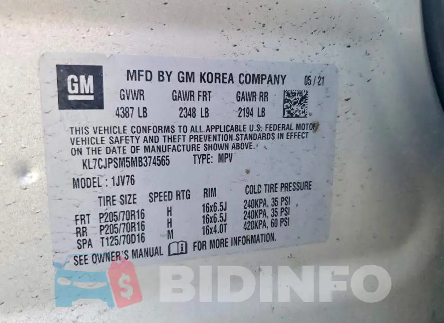 KL7CJPSM5MB374565 Photo# 13