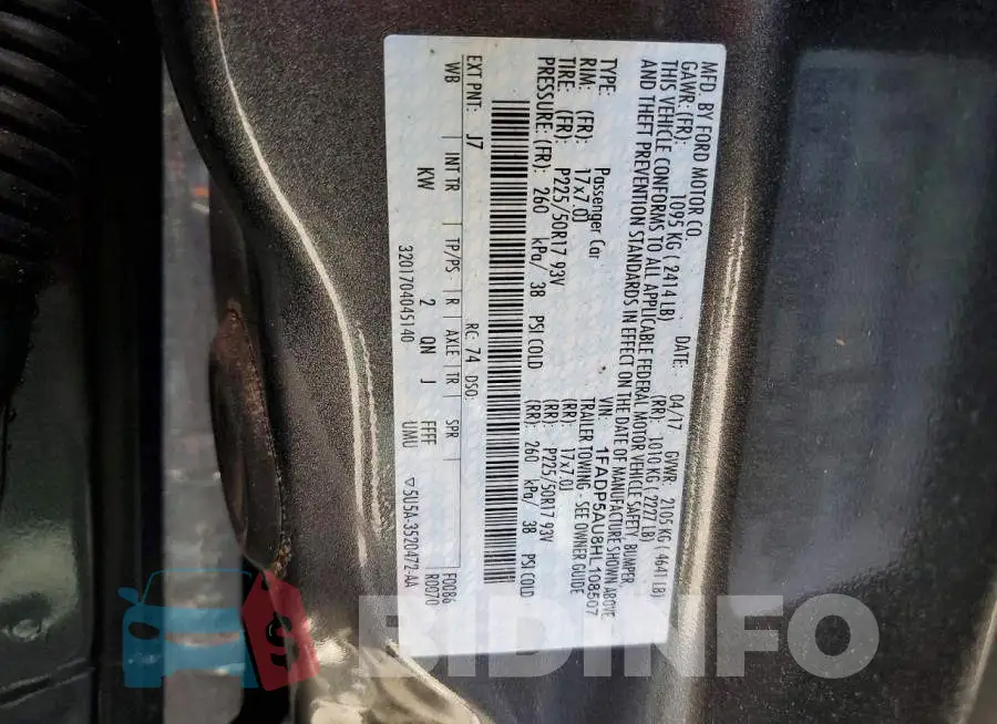 1FADP5AU8HL108507 Photo# 13