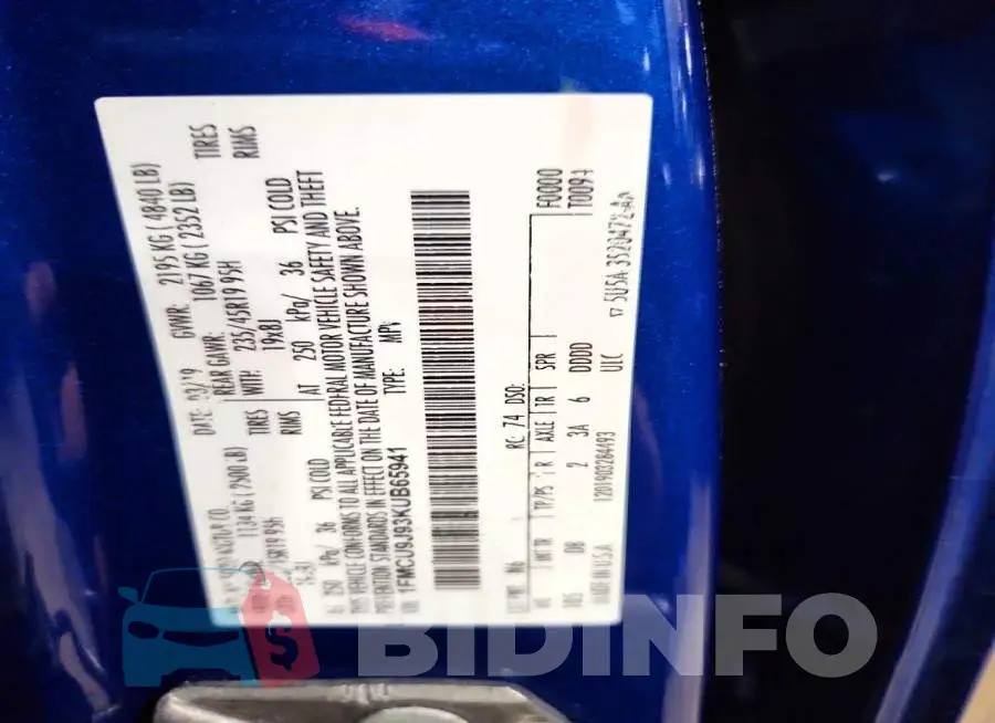 1FMCU9J93KUB65941 Photo# 13