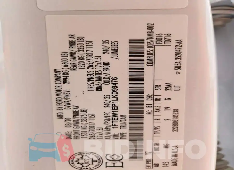 1FTEW1EP1LKD99476 Photo# 13