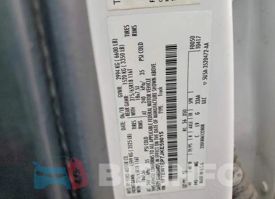 1FTEW1EP7JKE59015 Photo# 12