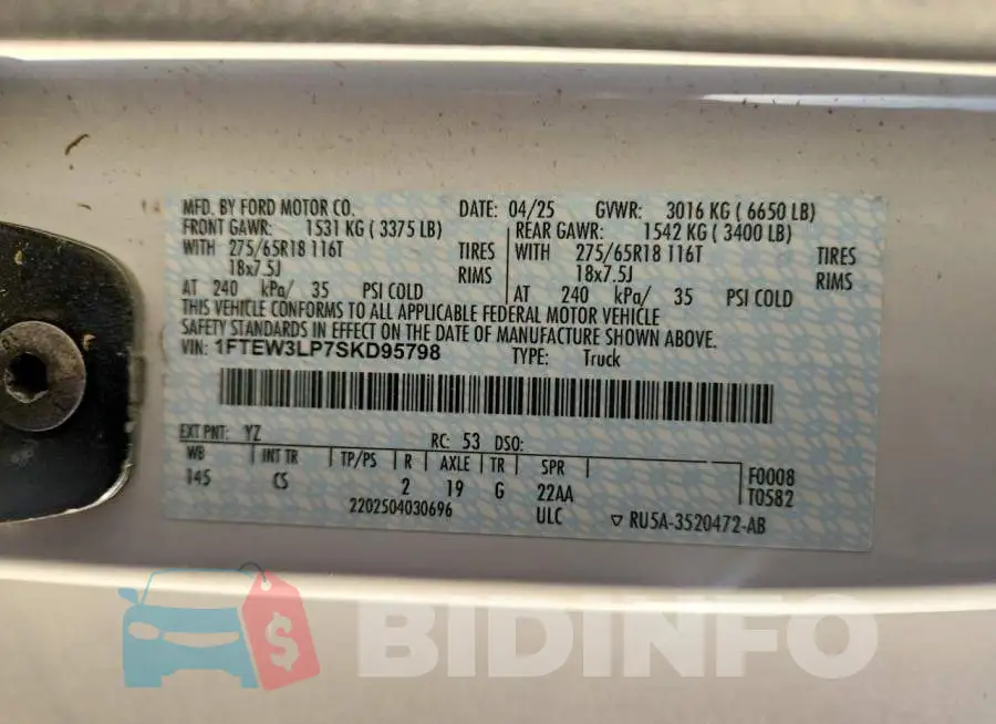 1FTEW3LP7SKD95798 Photo# 13