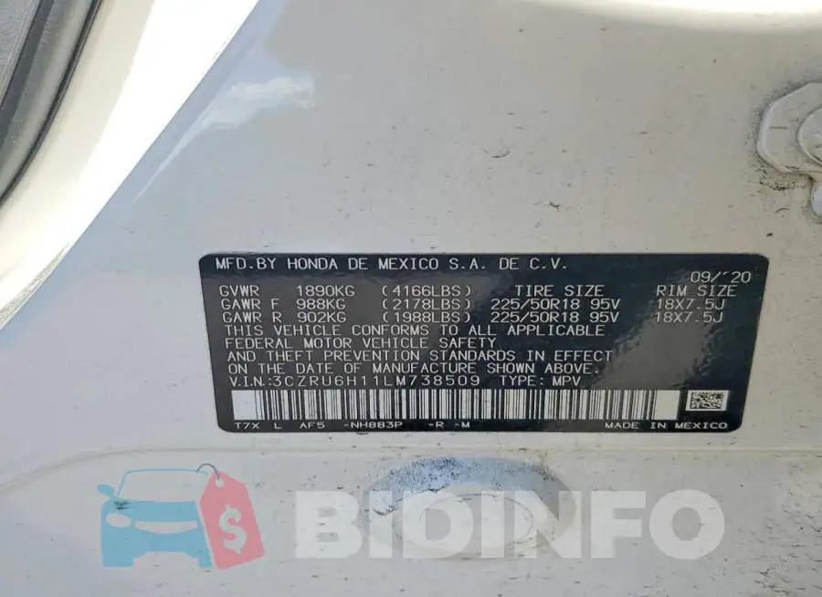 3CZRU6H11LM738509 Photo# 14