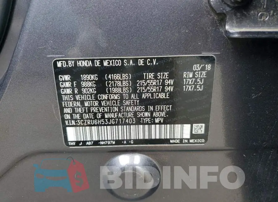 3CZRU6H53JG717403 Photo# 13