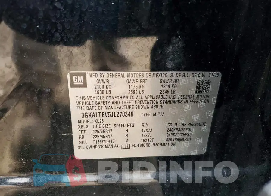 3GKALTEV5JL278340 Photo# 12