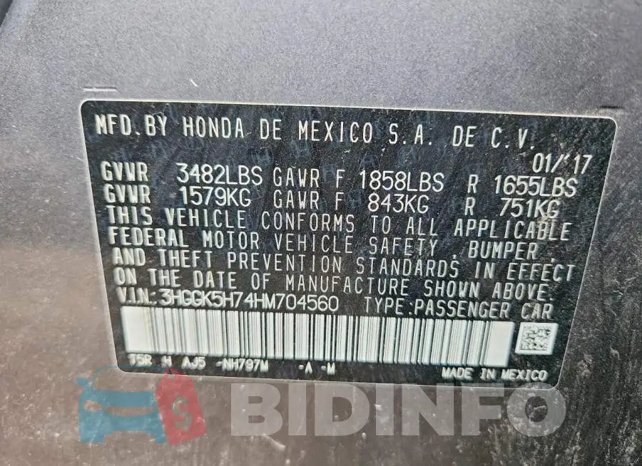 3HGGK5H74HM704560 Photo# 13
