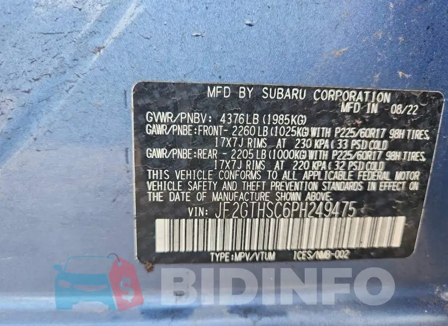 JF2GTHSC6PH249475 Photo# 12