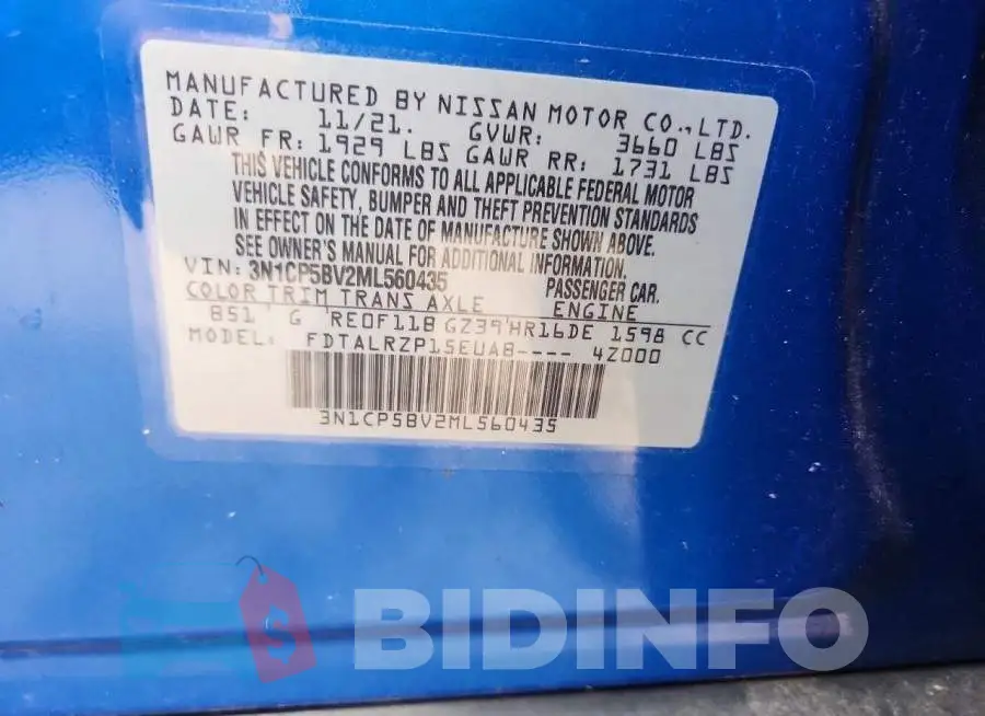 3N1CP5BV2ML560435 Photo# 12