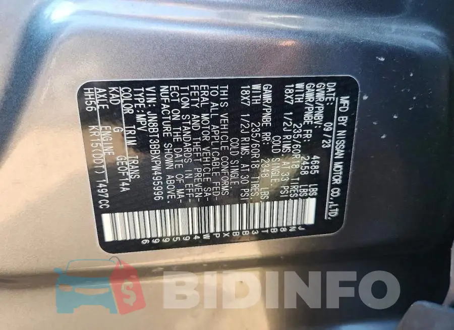 JN8BT3BBXPW495996 Photo# 12