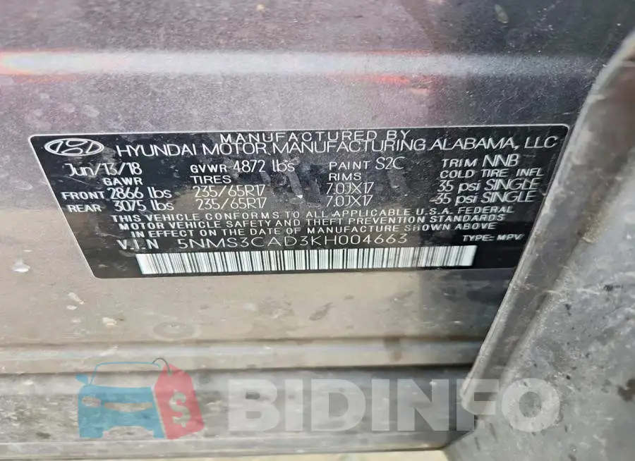 5NMS3CAD3KH004663 Photo# 13