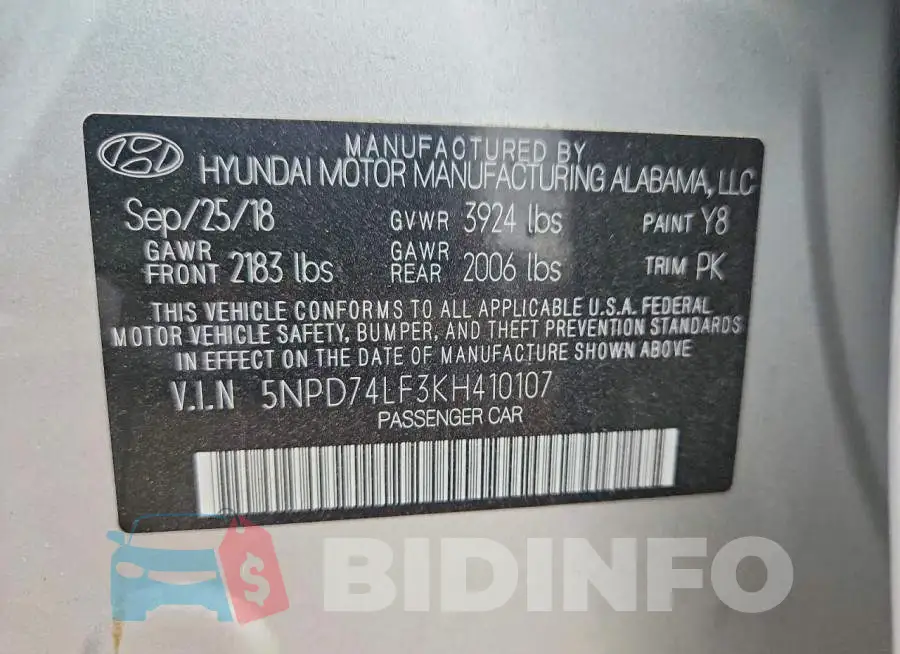 5NPD74LF3KH410107 Photo# 13
