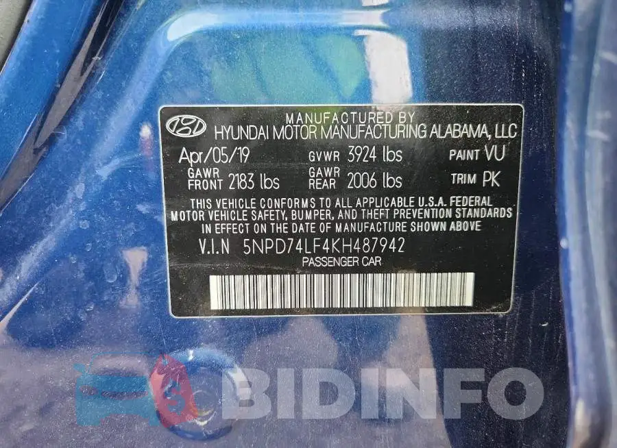 5NPD74LF4KH487942 Photo# 13