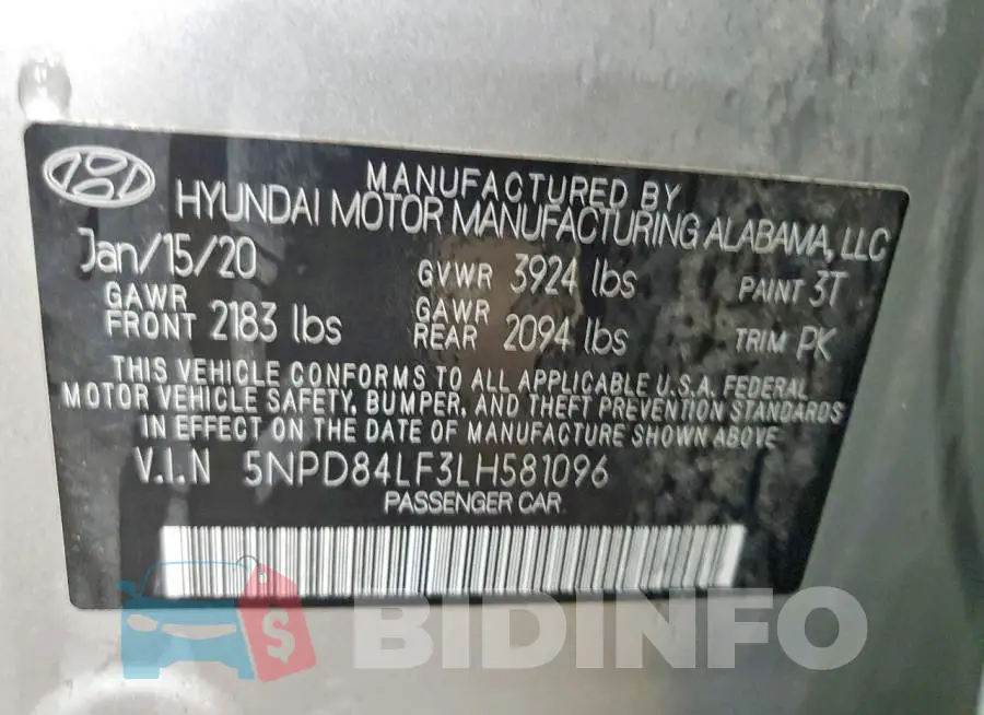 5NPD84LF3LH581096 Photo# 13