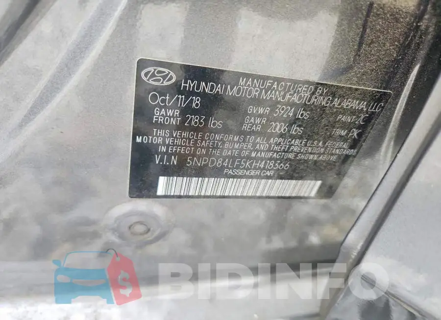 5NPD84LF5KH418366 Photo# 12