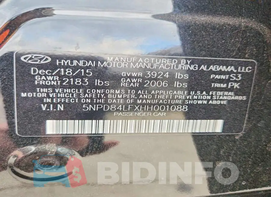 5NPD84LFXHH001088 Photo# 12