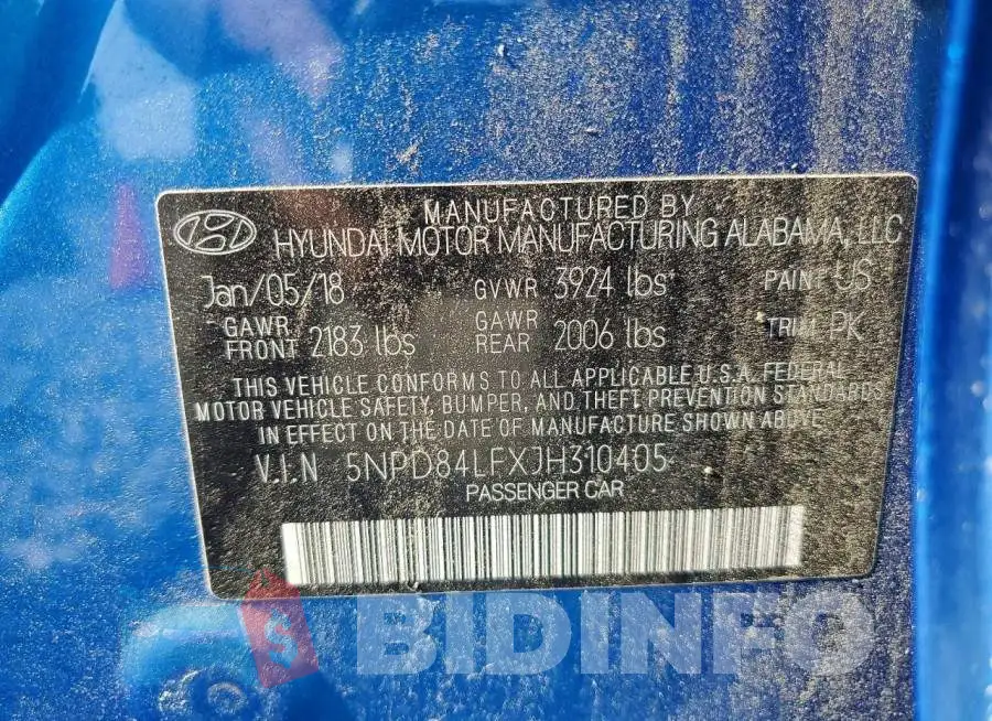 5NPD84LFXJH310405 Photo# 12